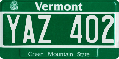 VT license plate YAZ402