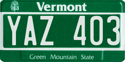 VT license plate YAZ403
