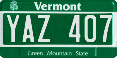 VT license plate YAZ407