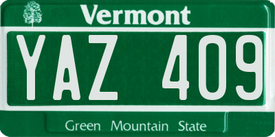 VT license plate YAZ409