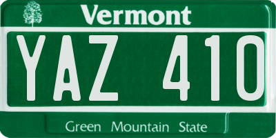 VT license plate YAZ410