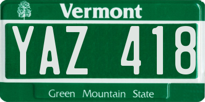 VT license plate YAZ418