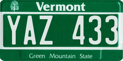 VT license plate YAZ433