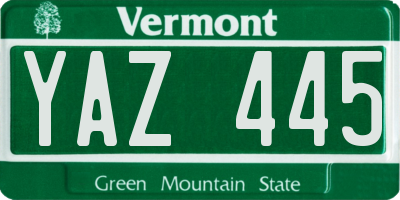 VT license plate YAZ445