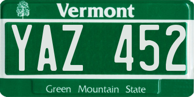 VT license plate YAZ452