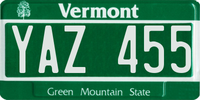 VT license plate YAZ455