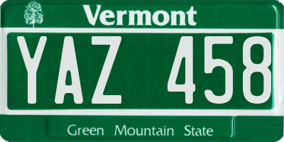 VT license plate YAZ458