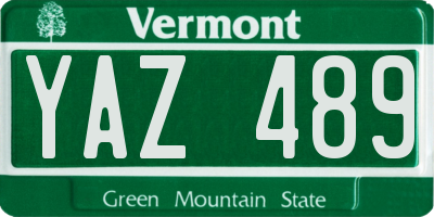 VT license plate YAZ489