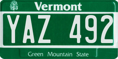 VT license plate YAZ492