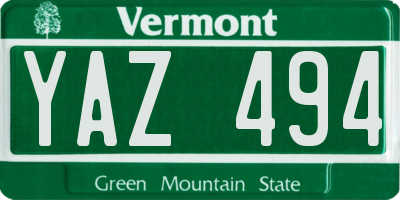 VT license plate YAZ494