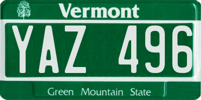 VT license plate YAZ496