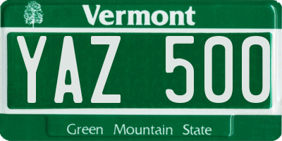 VT license plate YAZ500