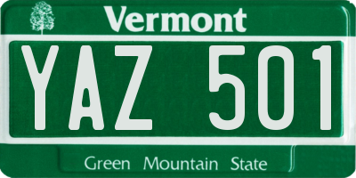 VT license plate YAZ501