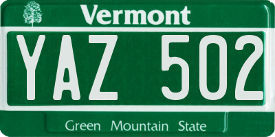 VT license plate YAZ502