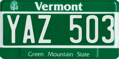 VT license plate YAZ503