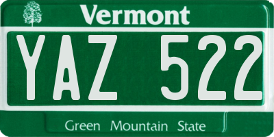 VT license plate YAZ522