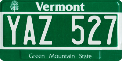 VT license plate YAZ527
