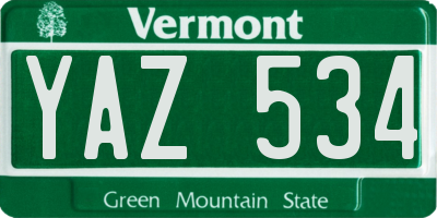 VT license plate YAZ534