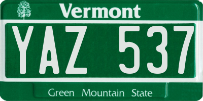 VT license plate YAZ537