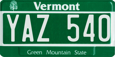 VT license plate YAZ540