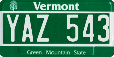 VT license plate YAZ543