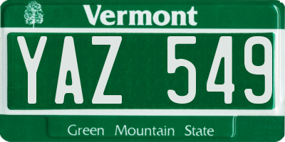 VT license plate YAZ549