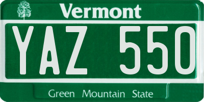 VT license plate YAZ550