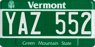 VT license plate YAZ552
