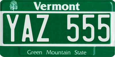 VT license plate YAZ555