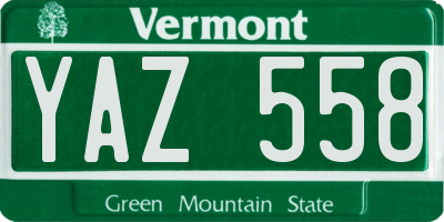VT license plate YAZ558