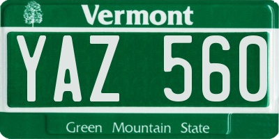 VT license plate YAZ560