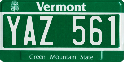 VT license plate YAZ561