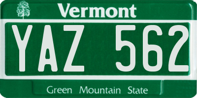 VT license plate YAZ562