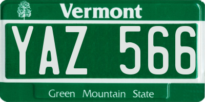 VT license plate YAZ566