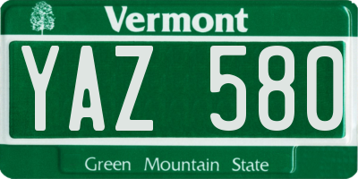VT license plate YAZ580