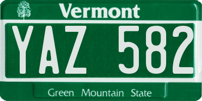 VT license plate YAZ582