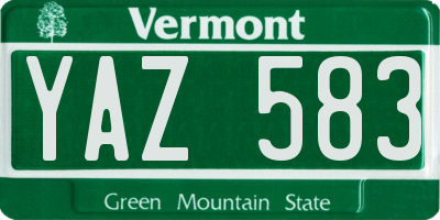 VT license plate YAZ583