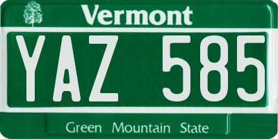 VT license plate YAZ585