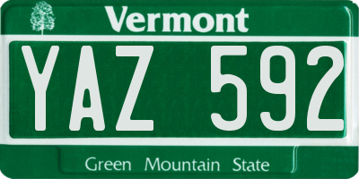 VT license plate YAZ592