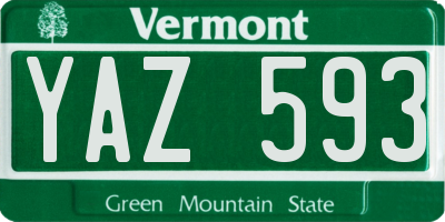 VT license plate YAZ593