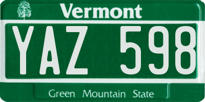 VT license plate YAZ598