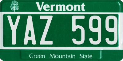 VT license plate YAZ599