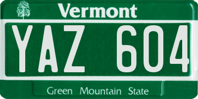 VT license plate YAZ604
