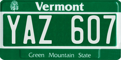 VT license plate YAZ607