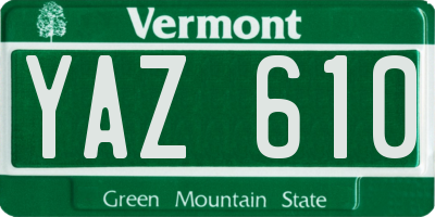 VT license plate YAZ610