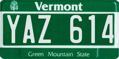 VT license plate YAZ614