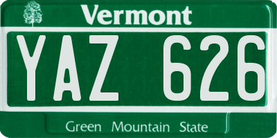 VT license plate YAZ626