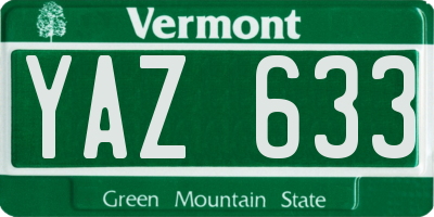 VT license plate YAZ633