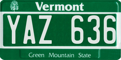 VT license plate YAZ636
