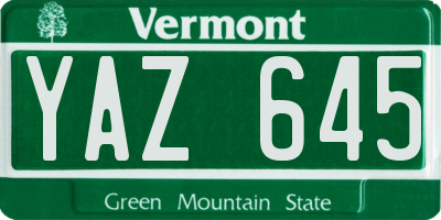 VT license plate YAZ645